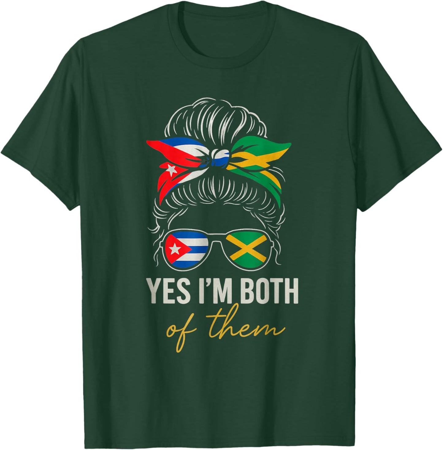 Cuban Jamaican Roots Yes I’m Both of Them Heritage Pride T-Shirt - T-Shirt | Forest