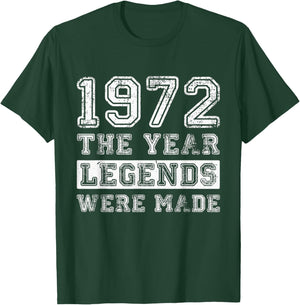 Retro 1972 Legends were Made Distressed 54th Birthday T-Shirt - T-Shirt | Forest