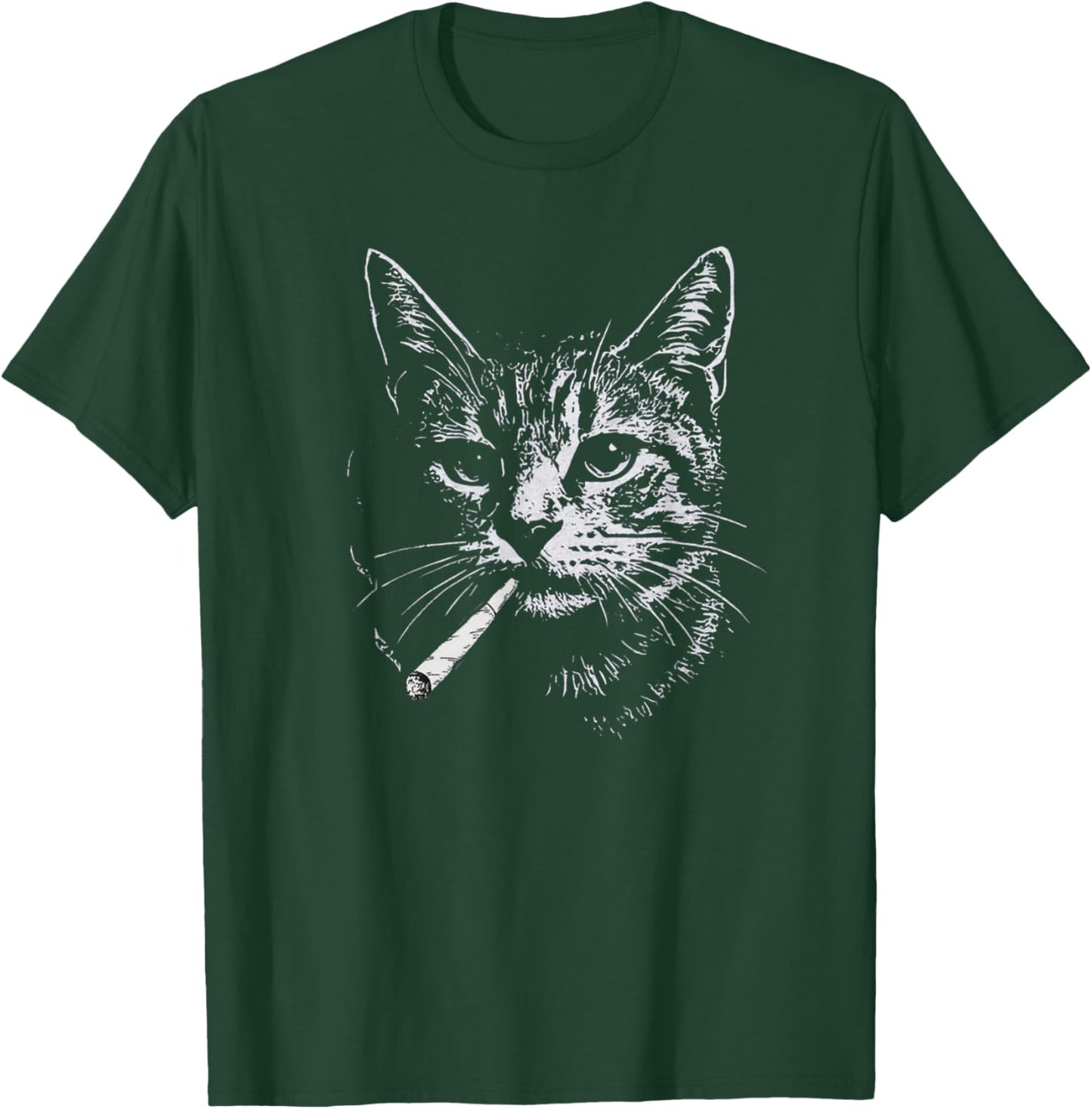 Graphic Art Animal Lover Adult Cat Smoking Blunt Weed Funny T-Shirt - T-Shirt | Forest