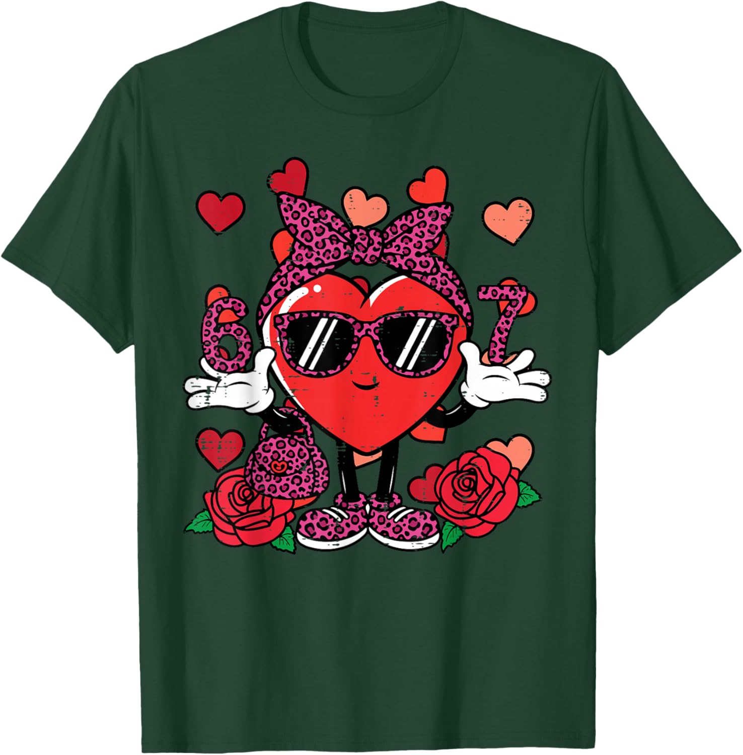 6 7 Valentines Day Cute 67 Valentine Meme Women Teacher Kids T-Shirt - T-Shirt | Forest