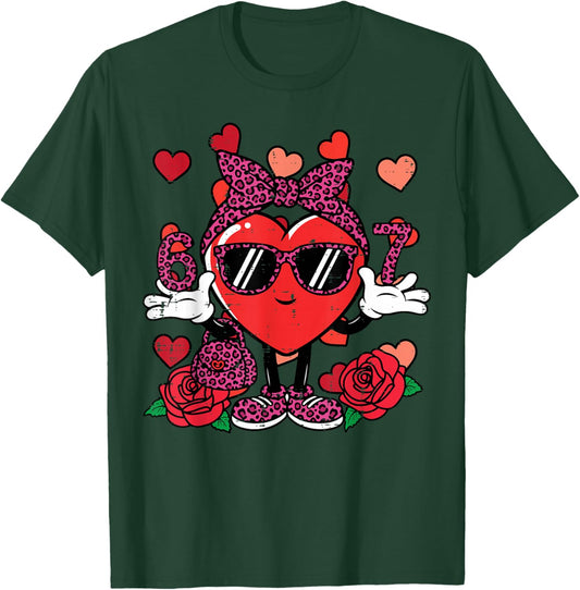 6 7 Valentines Day Cute 67 Valentine Meme Women Teacher Kids T-Shirt - T-Shirt | Forest