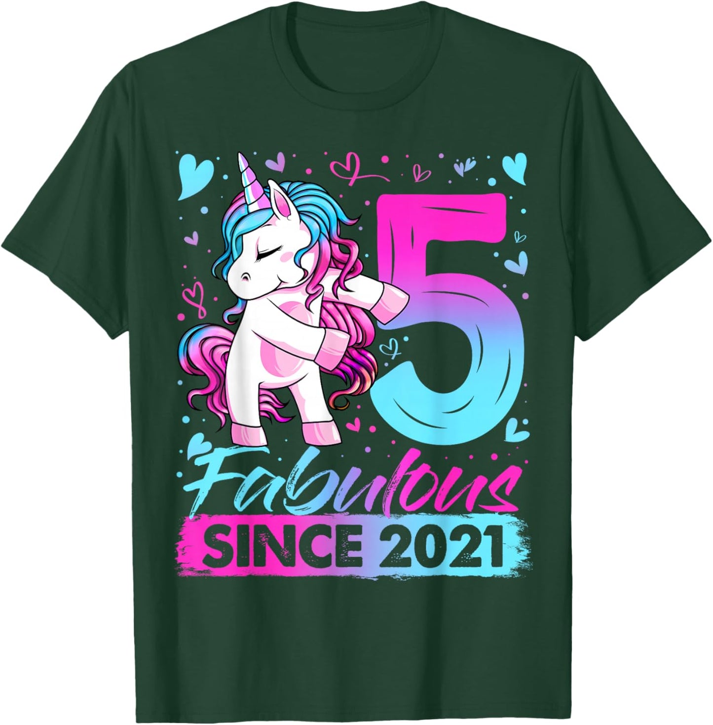 5th Birthday Shirt Girl 5 Year Old Gifts 5 Birthday Girl T-Shirt - T-Shirt | Forest