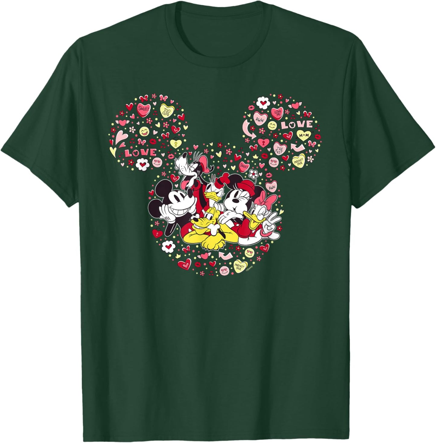Disney Valentine's Day Mickey & Friends Icon Candy Hearts T-Shirt - T-Shirt | Forest