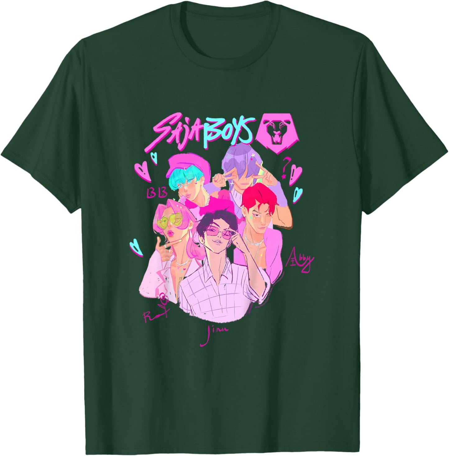 Kpop Demon Hunters Halloween Saja Boys Demon Group Portrait T-Shirt - T-Shirt | Forest