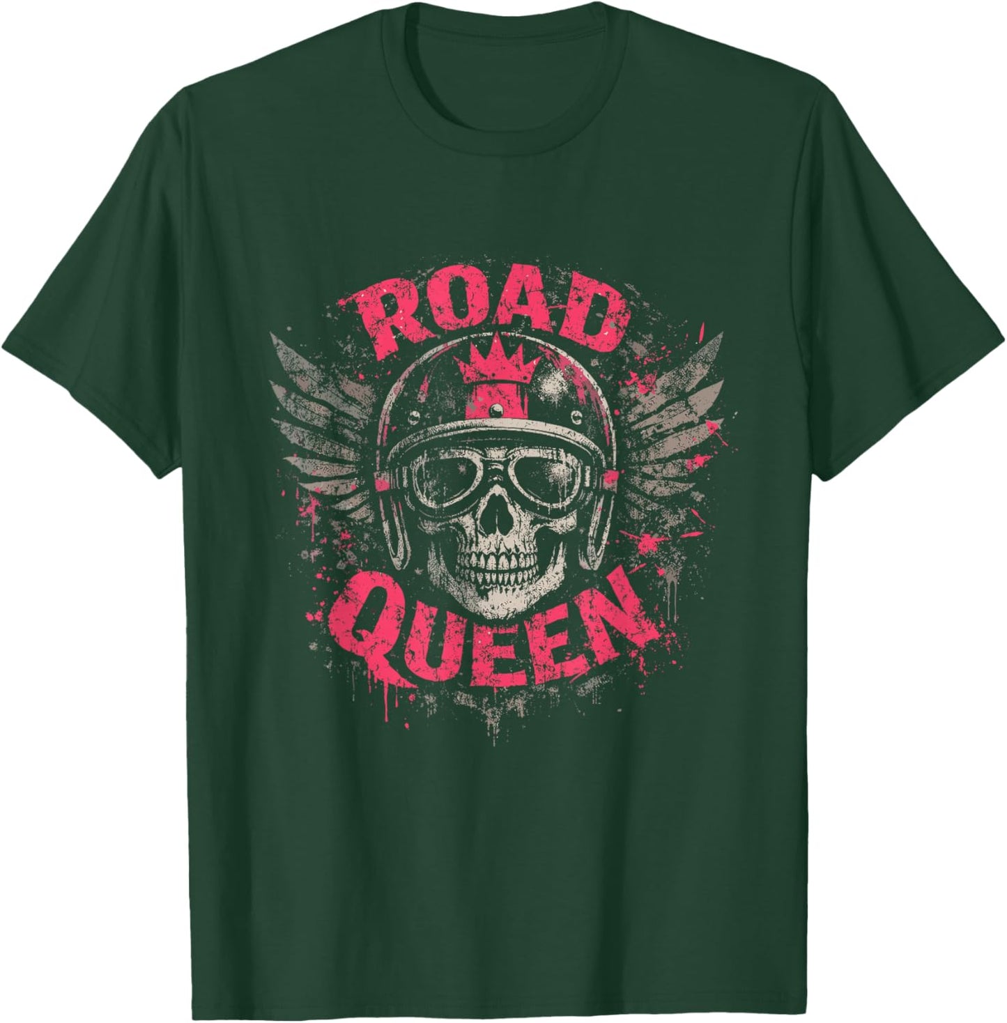 Road Queen Bold Pink Grunge Design T-Shirt - T-Shirt | Forest