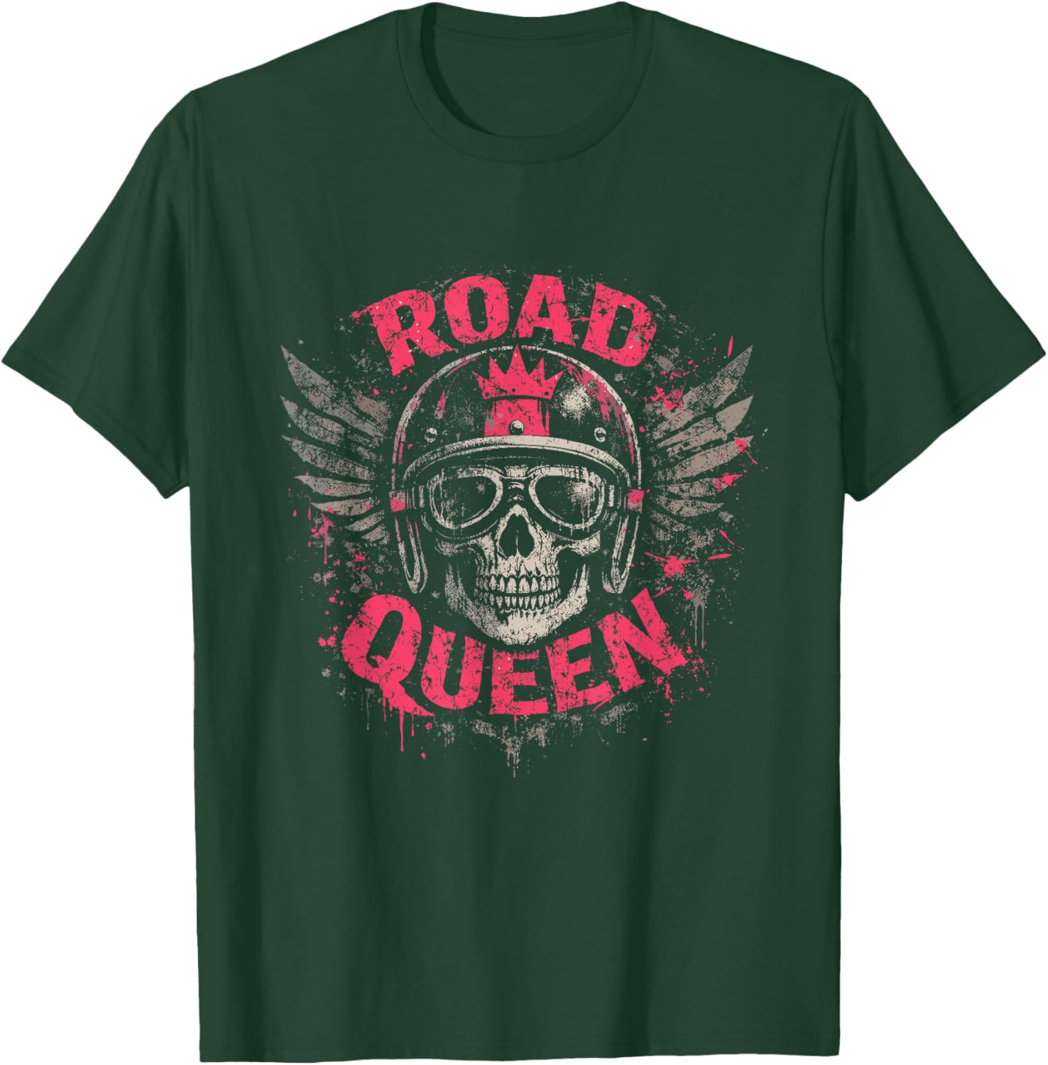 Road Queen Bold Pink Grunge Design T-Shirt - T-Shirt | Forest