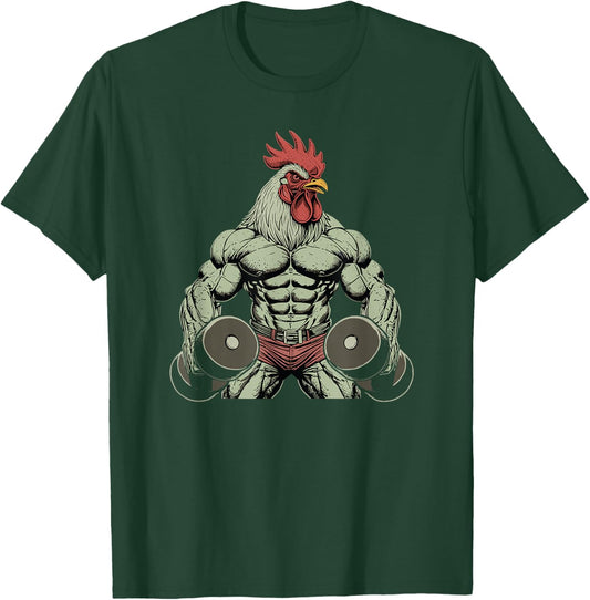 Muscle Rooster Gym Funny Bodybuilder Fitness Men T-Shirt - T-Shirt | Forest
