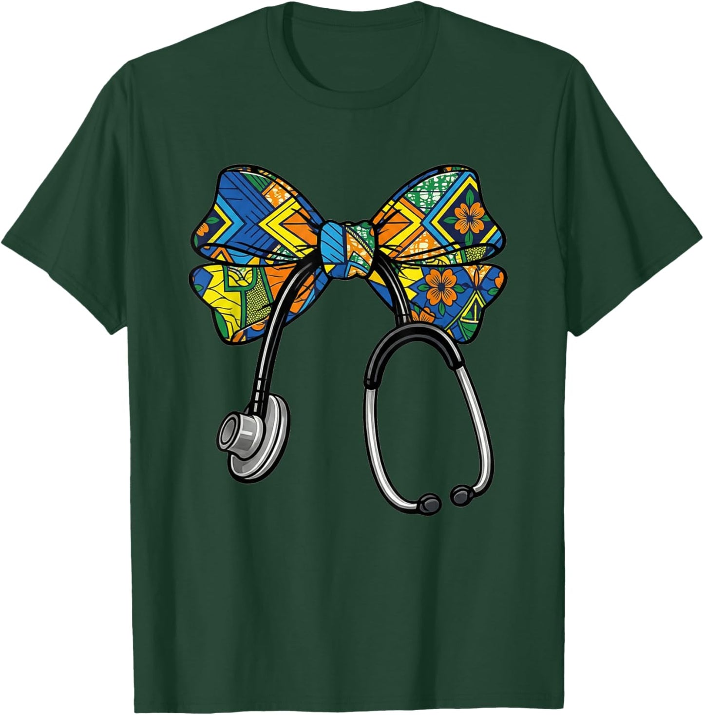 Coquette Bow Nurse Black History, Black Nurse Stethoscope T-Shirt - T-Shirt | Forest