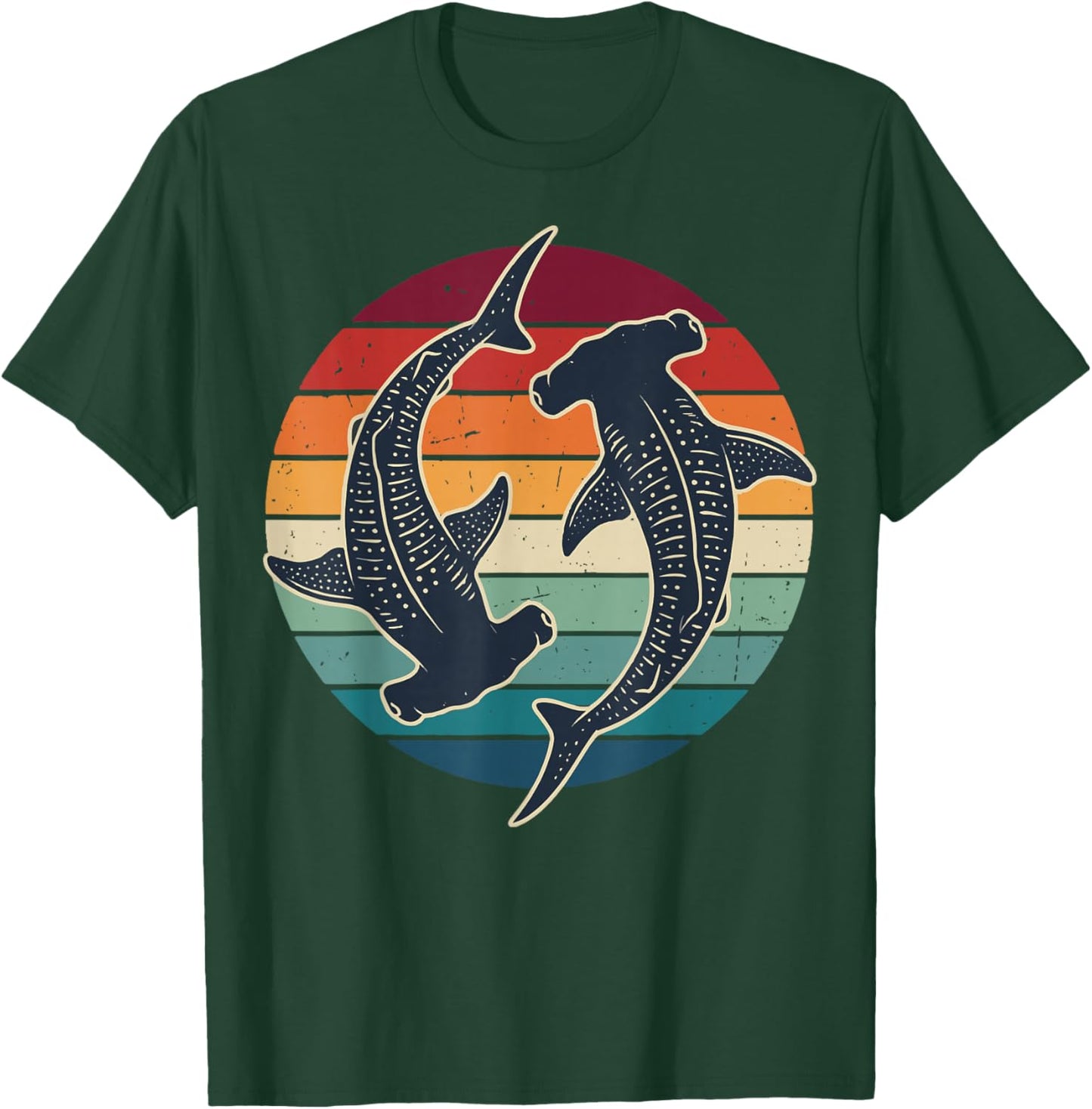 Hammerhead Shark Yin Yang Retro Snorkeler Vintage T-Shirt - T-Shirt | Forest