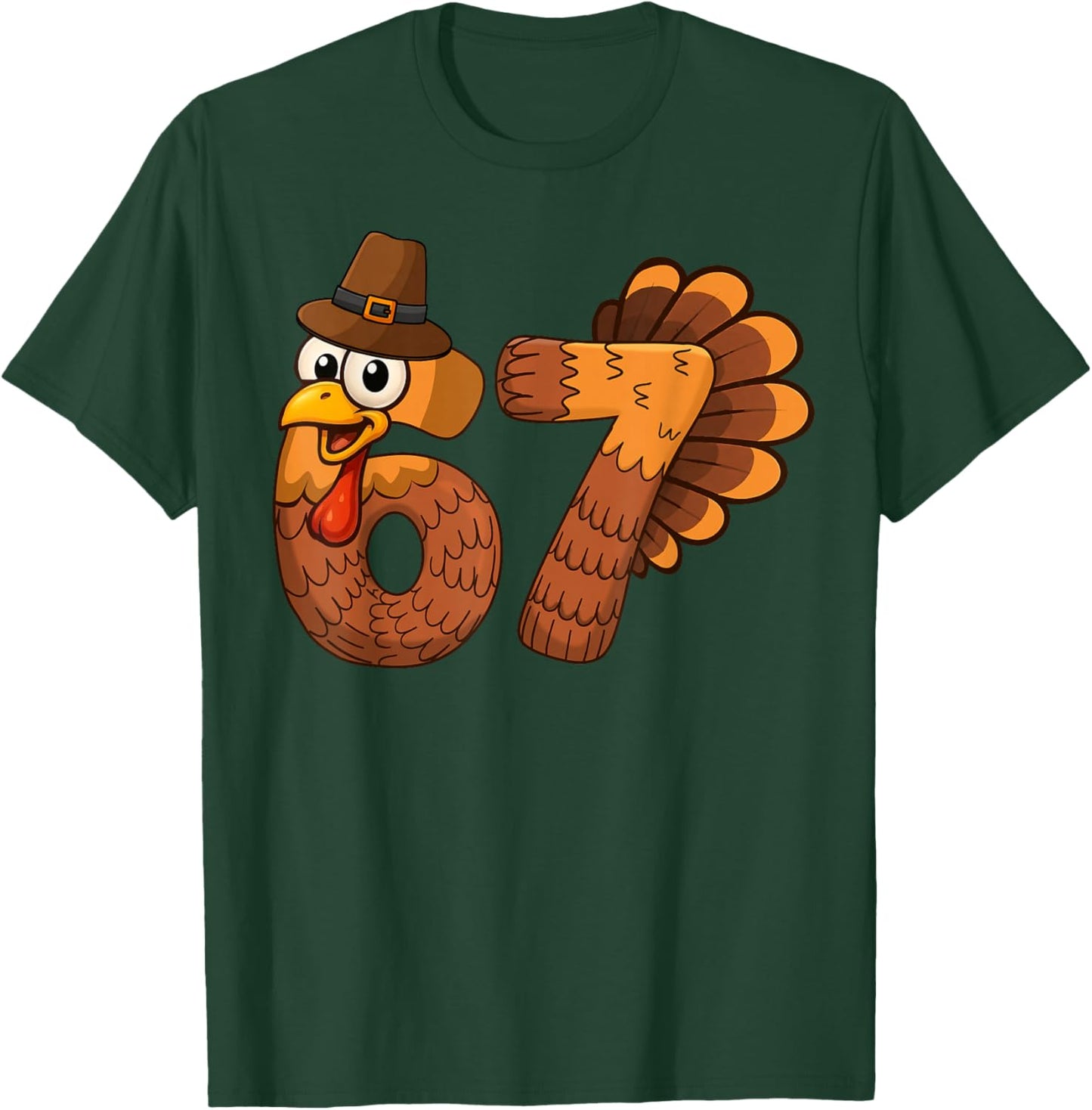 67 Funny Thanksgiving Turkey Meme Six Seven 6 7 Boys Kids T-Shirt - T-Shirt | Forest