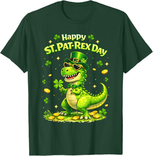 Happy St Pat T-rex Day Patricks Funny Dinosaur Men Women Kid T-Shirt - T-Shirt | Forest