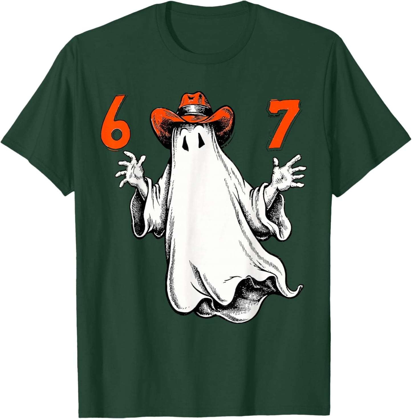 Spooky Ghost Number 67 Halloween Haunted Six Seven 6 7 Meme T-Shirt - T-Shirt | Forest