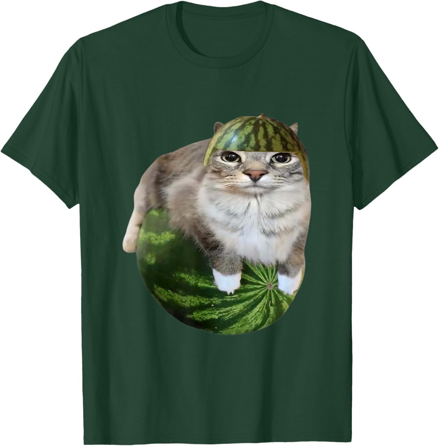 Silly Watermelon Cat Meme for Cat Lovers Funny Cat Design T-Shirt - T-Shirt | Forest