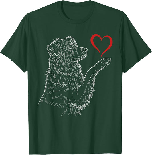 Australian Shepherd Lover Dog Holding Heart Valentines T-Shirt - T-Shirt | Forest