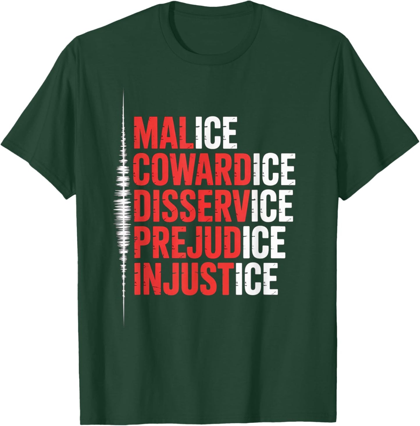 Malice Cowardice Disservice Prejudice Injustice ICE T-Shirt - T-Shirt | Forest