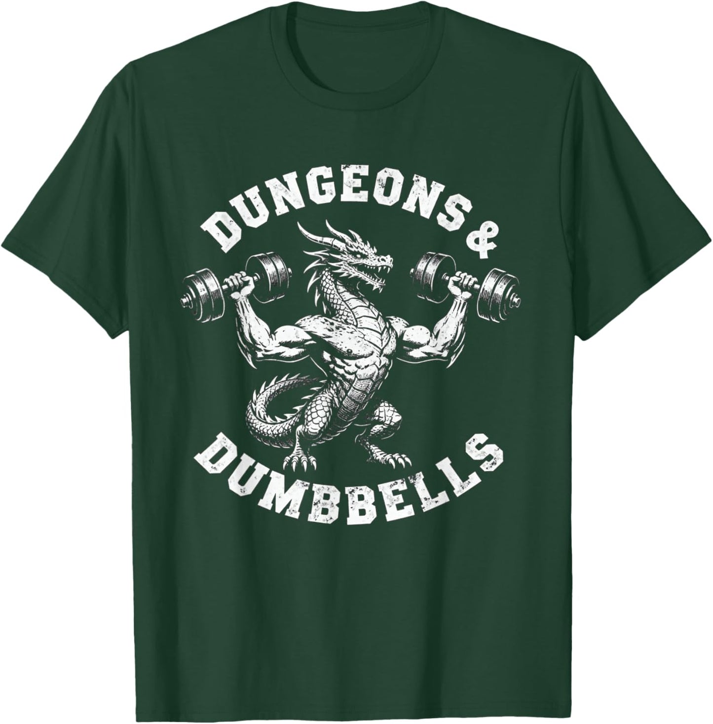 Dungeons and Dumbbells Gym Workout Fantasy T-Shirt - T-Shirt | Forest