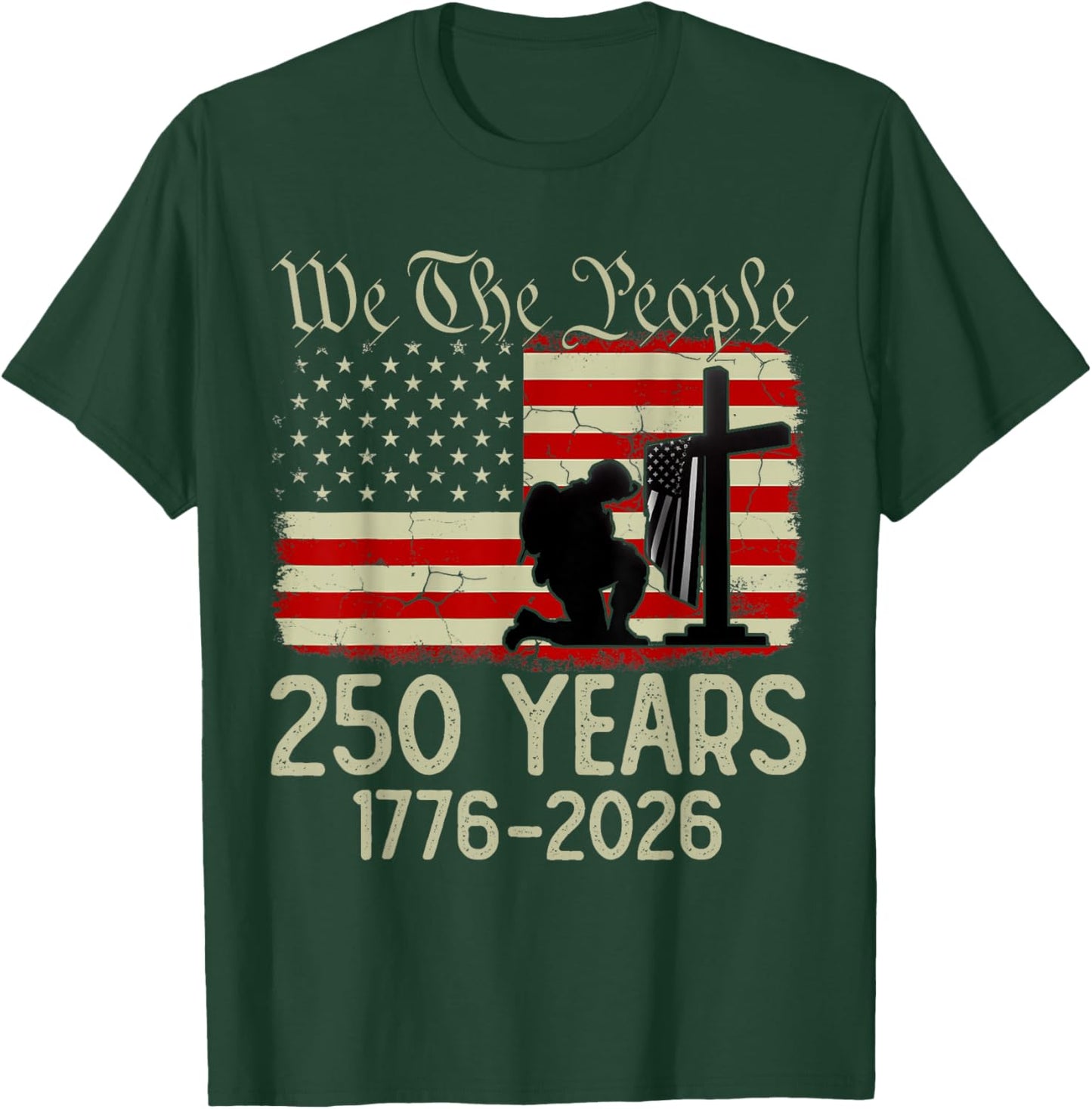 Flag Vintage 250 Years American 1776 2026 250th USA Birthday T-Shirt - T-Shirt | Forest