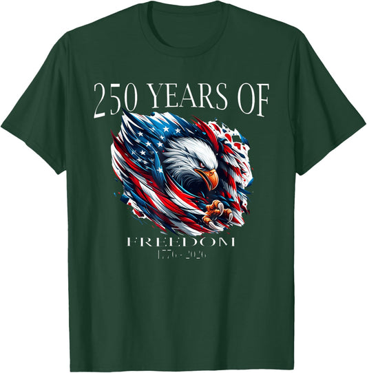 250 Years American 1776 2026 250th USA Flag Men Women T-Shirt - T-Shirt | Forest