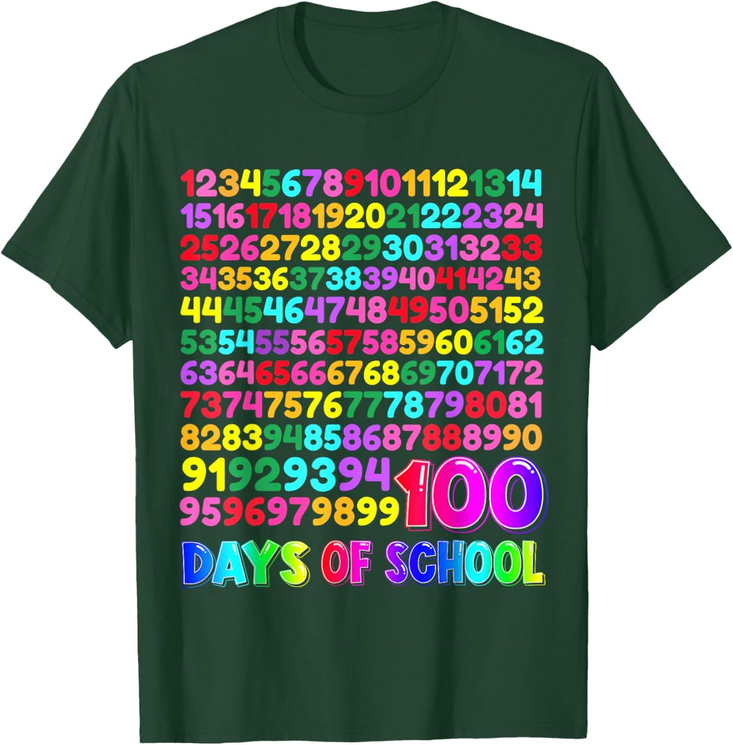 100th Day School Numbers Counting Celebration T-Shirt - T-Shirt | Forest