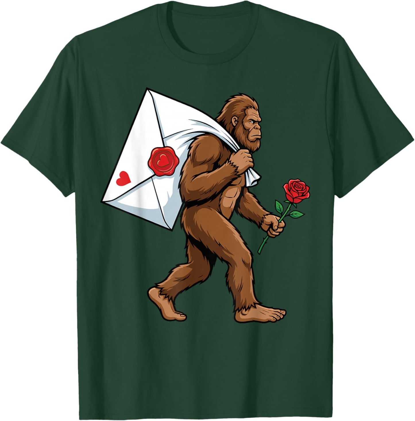 Funny Bigfoot Heart Love Valentines Day Boys Men T-Shirt - T-Shirt | Forest