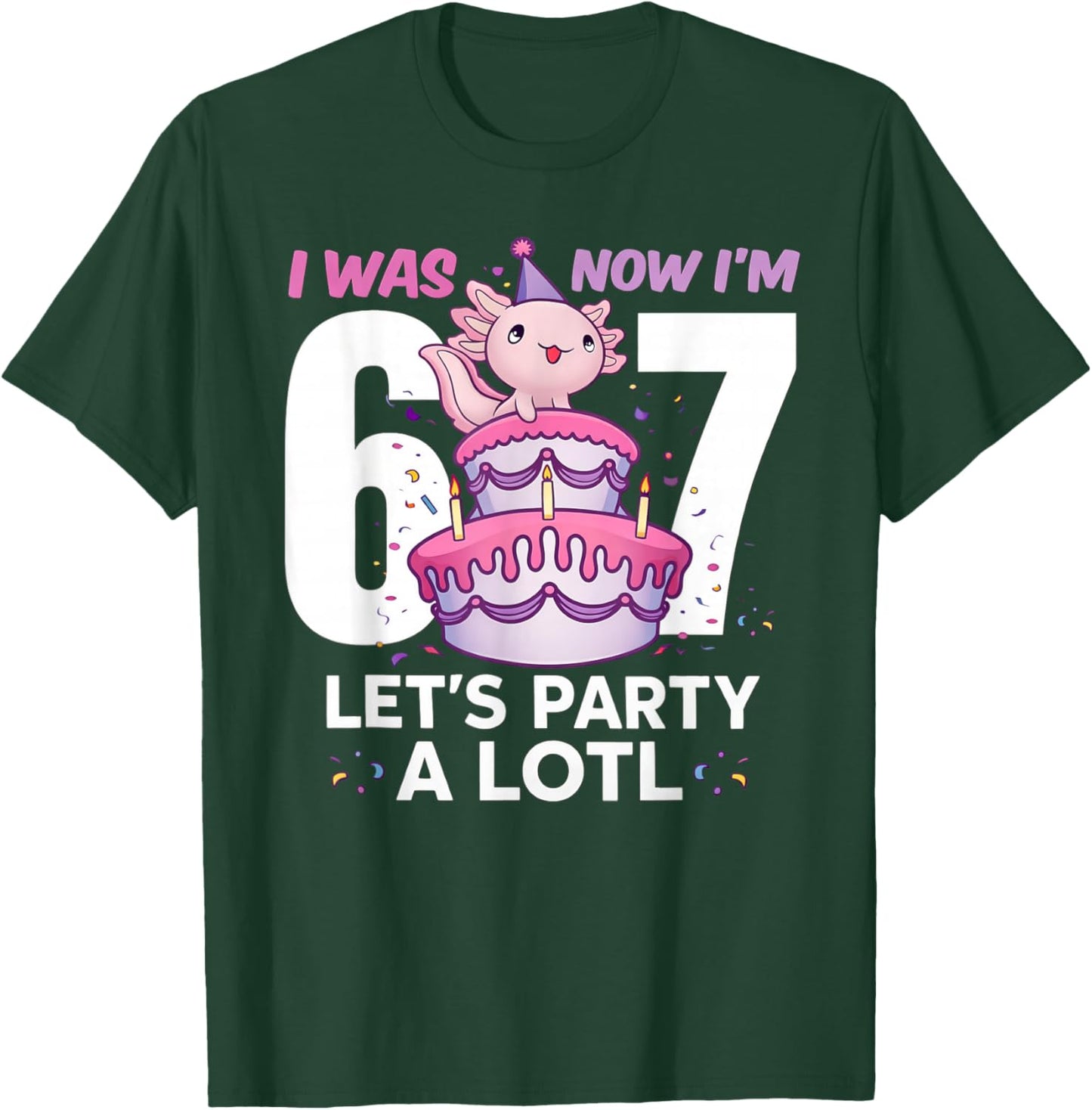 I was Six Now I'm Seven Cute Axolotl 7th Birthday 6 7 Kids T-Shirt - T-Shirt | Forest