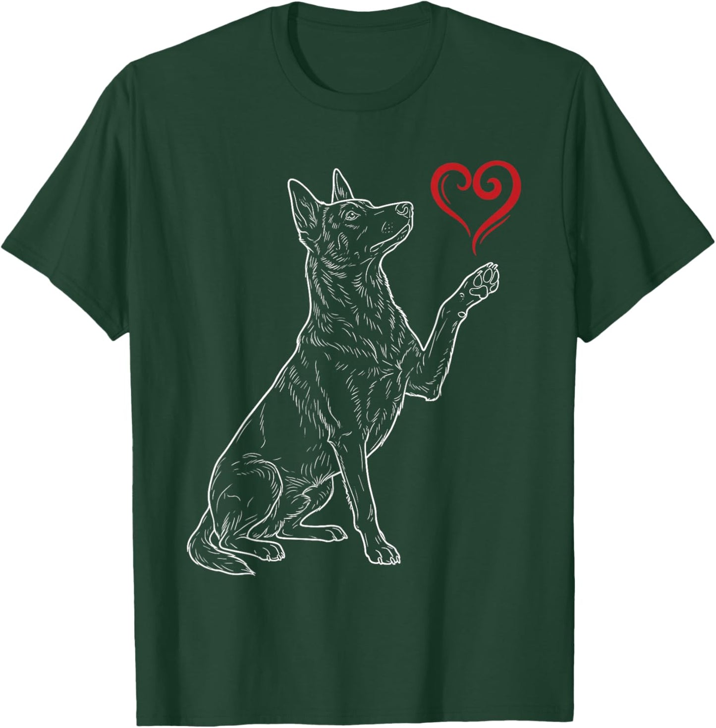 Belgian Malinois Lover Dog Art Holding Heart Valentines T-Shirt - T-Shirt | Forest