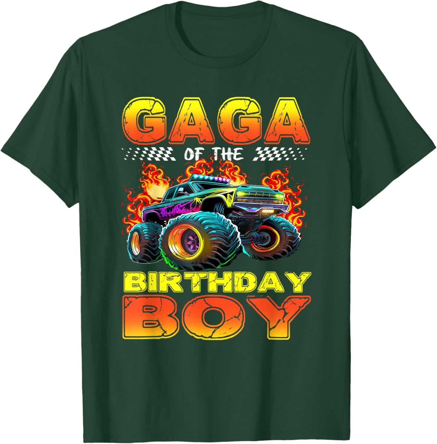 Gaga of The Birthday Boy Monster Truck Birthday Family T-Shirt - T-Shirt | Forest