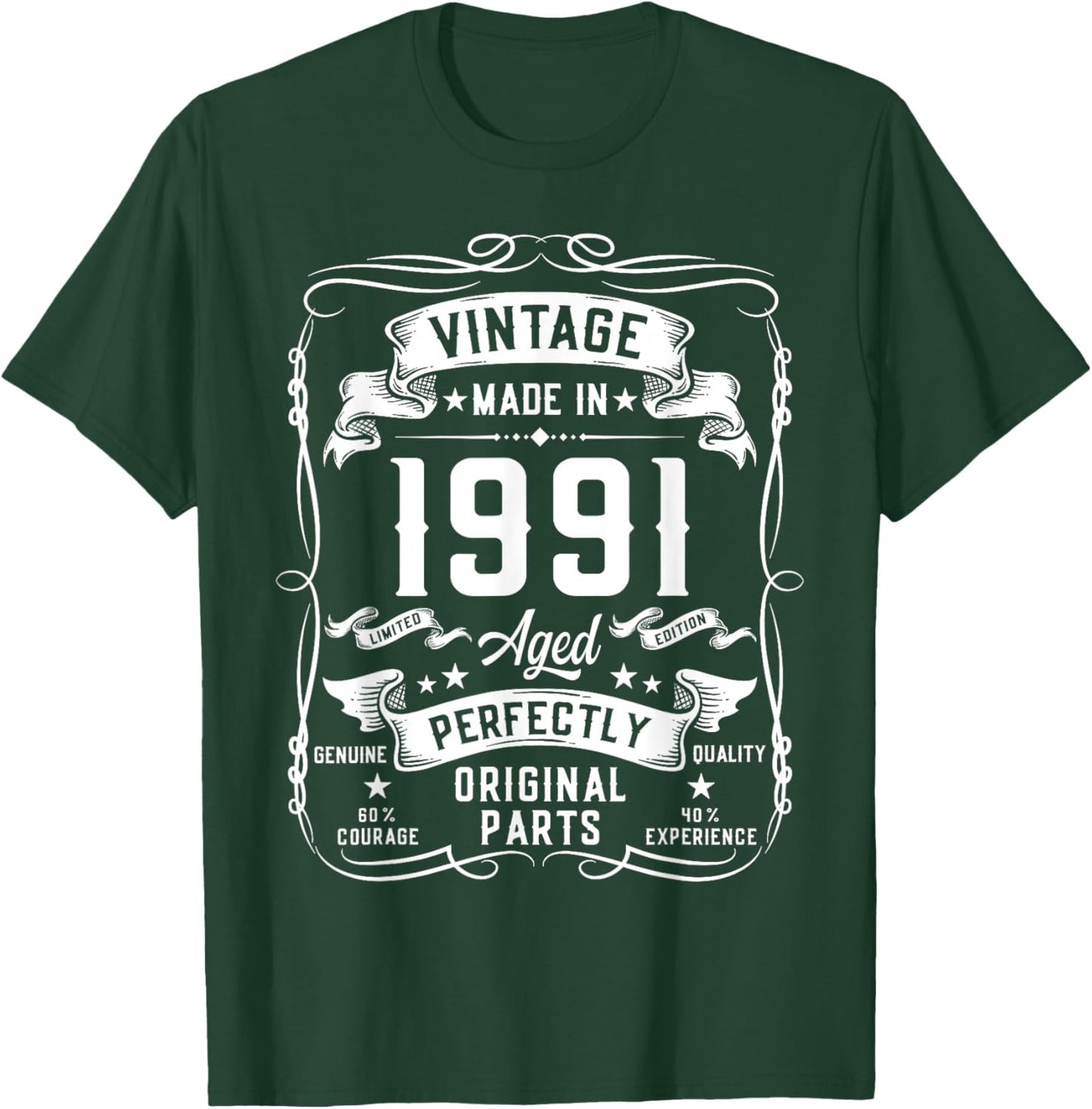 Vintage 1991 35yr 35th Birthday Gifts 35 Years Old T-Shirt - T-Shirt | Forest