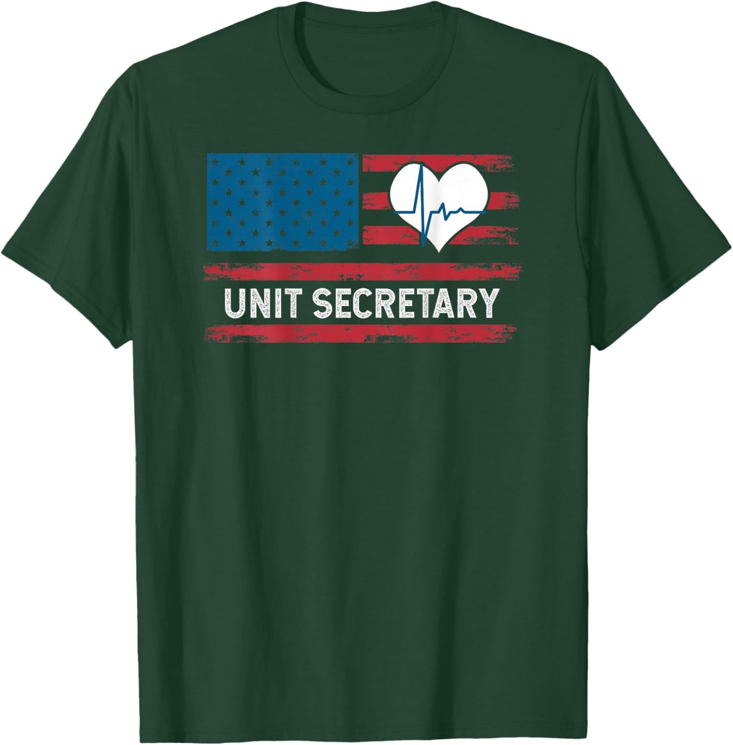 Unit Secretary USA Flag Patriotic 4th July Design ON Back T-Shirt - T-Shirt | Forest
