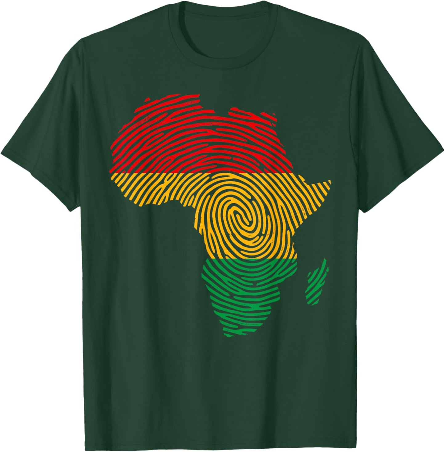 African Heritage Fingerprint Map Roots Pride Graphics T-Shirt - T-Shirt | Forest