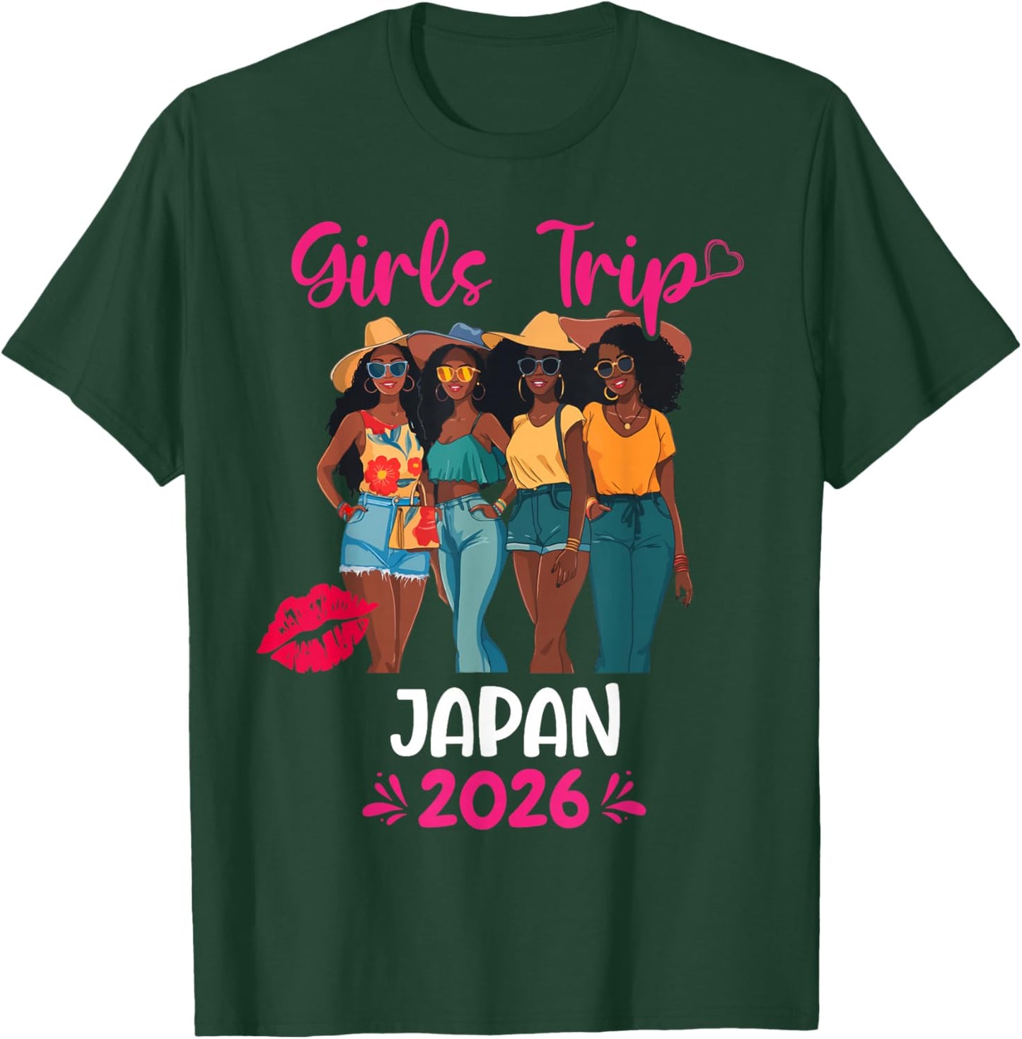 Black Girls Trip Japan 2026 Vacation Matching T-Shirt - T-Shirt | Forest