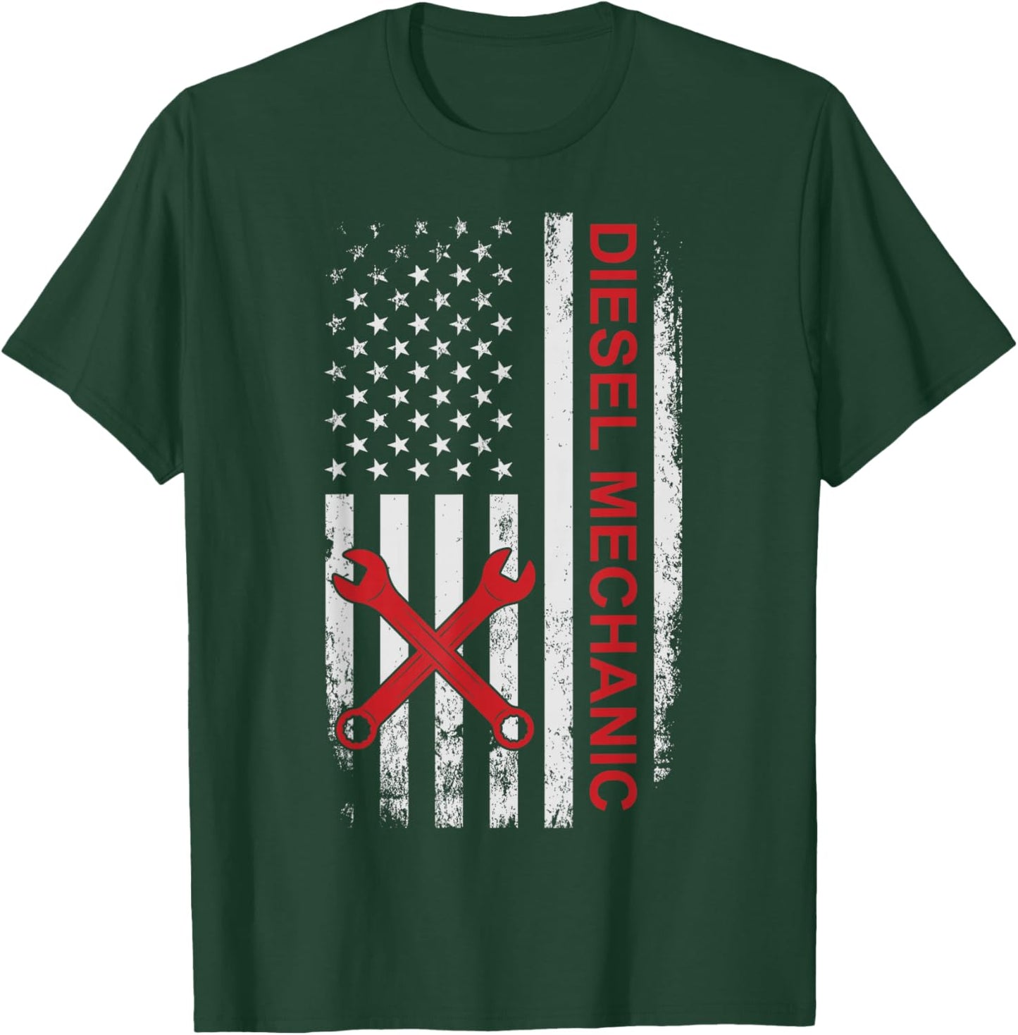 Mechanic Garage American Flag Auto Car Mechanic T-Shirt - T-Shirt | Forest