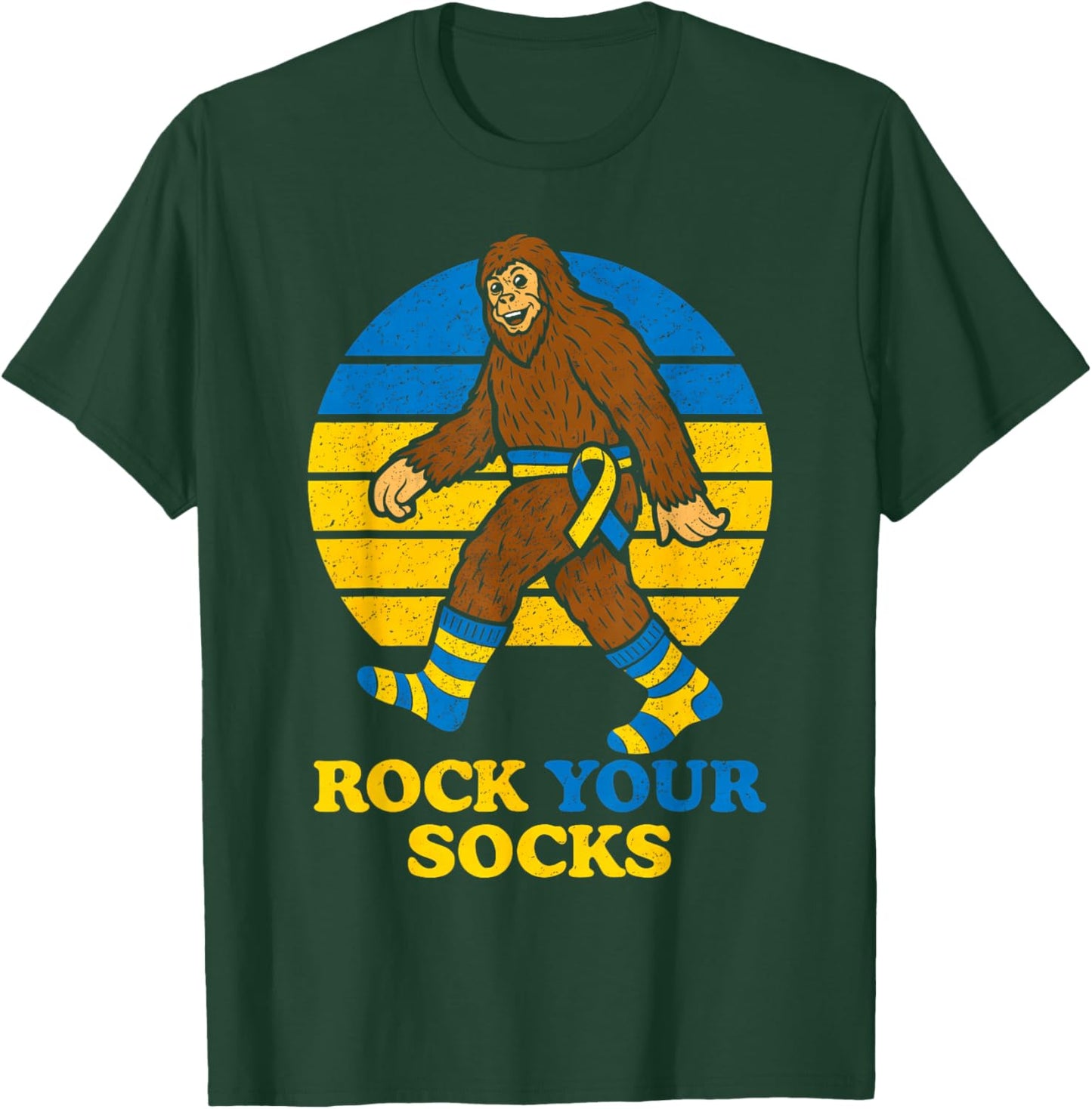Rock Your Socks Sasquatch World Down Syndrome Day Men Boys T-Shirt - T-Shirt | Forest