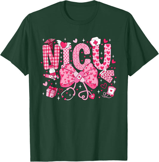 NICU Nurse Neonatal Intensive Care Unite Coquette Bow T-Shirt - T-Shirt | Forest