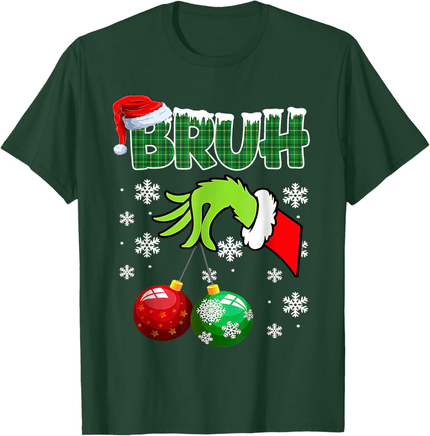 Xmas Bruh Funny Saying Teens Boys Kids Christmas Pajamas T-Shirt - T-Shirt | Forest