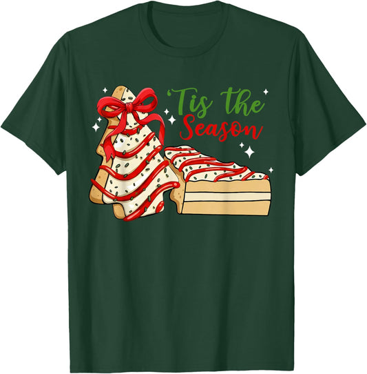 Retro Tis The Season Christmas Tree Cakes Coquette Cookie T-Shirt - T-Shirt | Forest