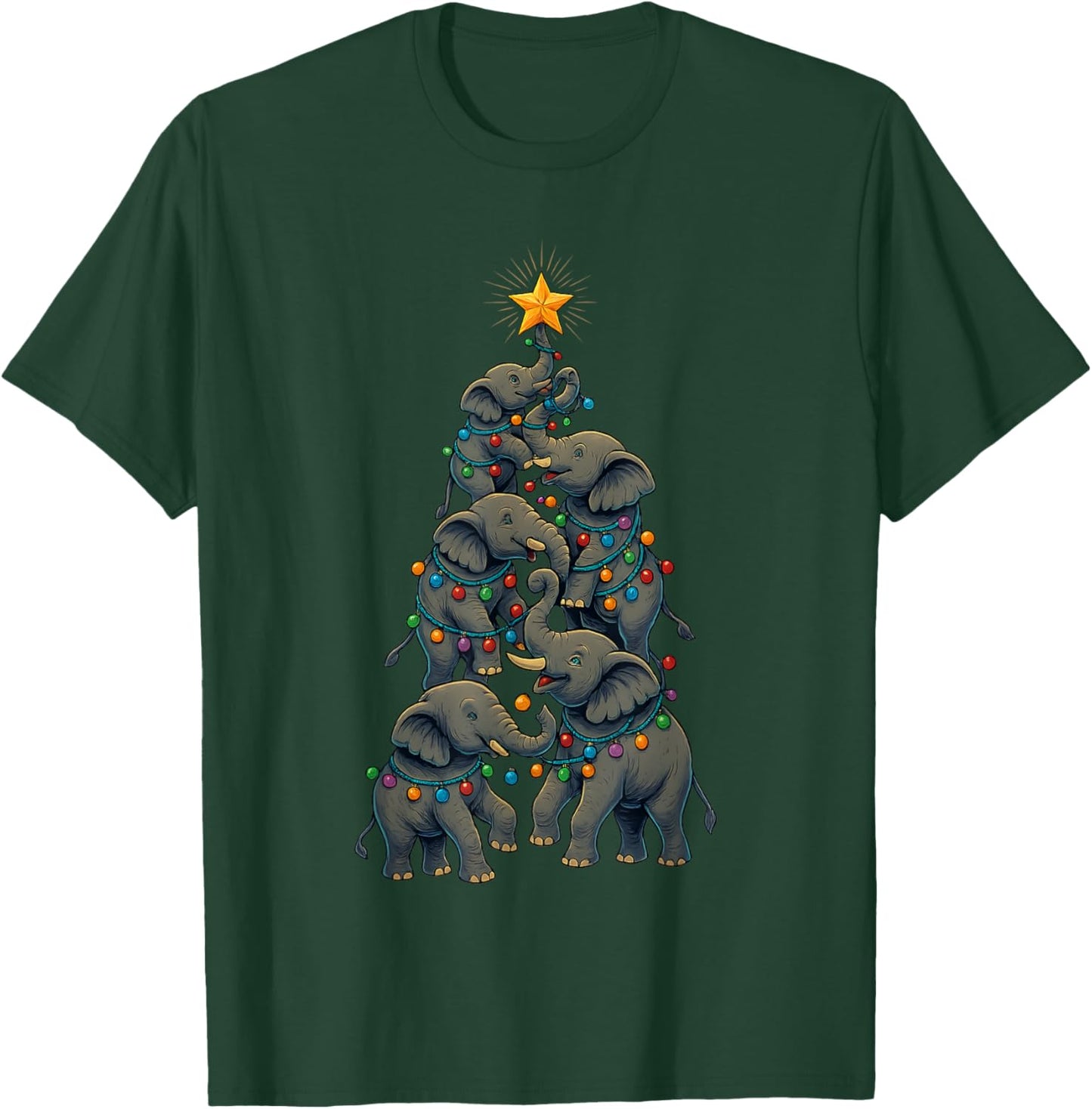 Funny Elephan Christmas Tree Xmas Elephant Lover Kids Boys T-Shirt - T-Shirt | Forest