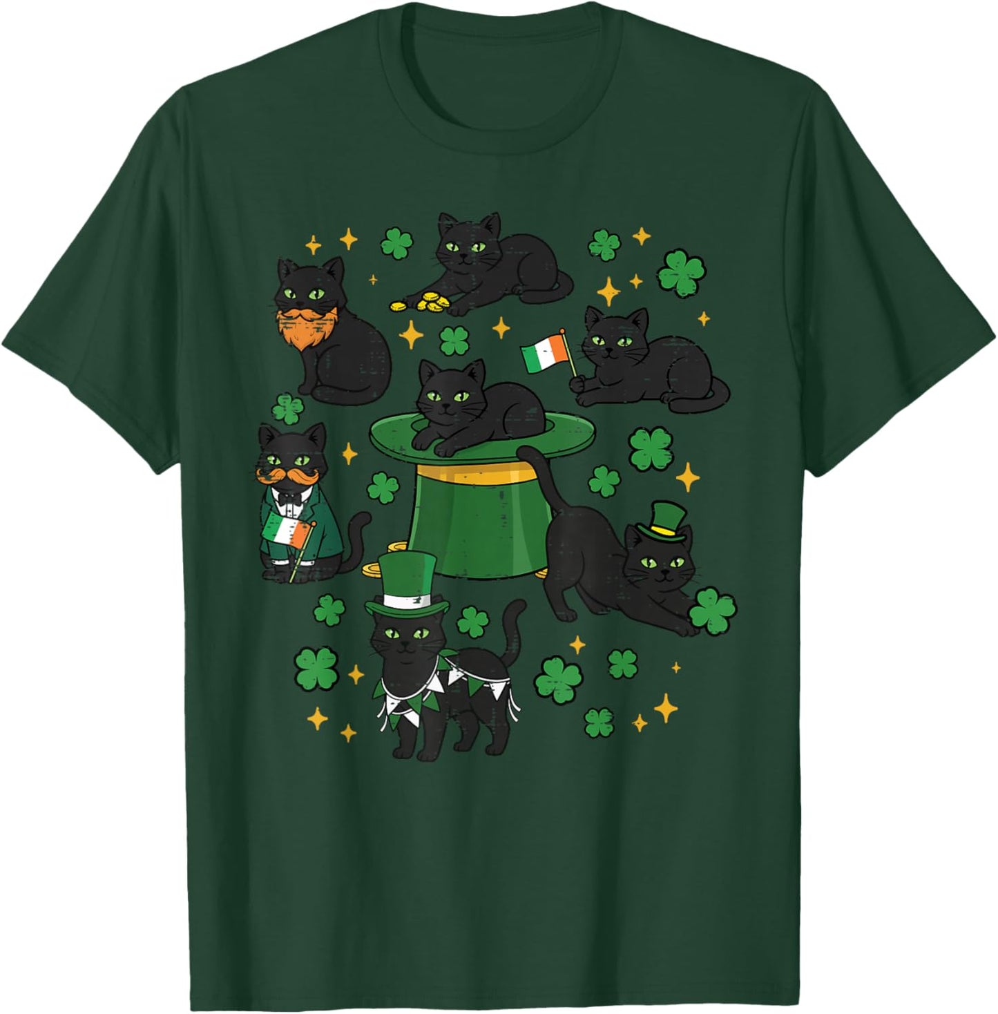 St Patricks Day Black Cats Saint Paddys Kitten Women Men Kid T-Shirt - T-Shirt | Forest