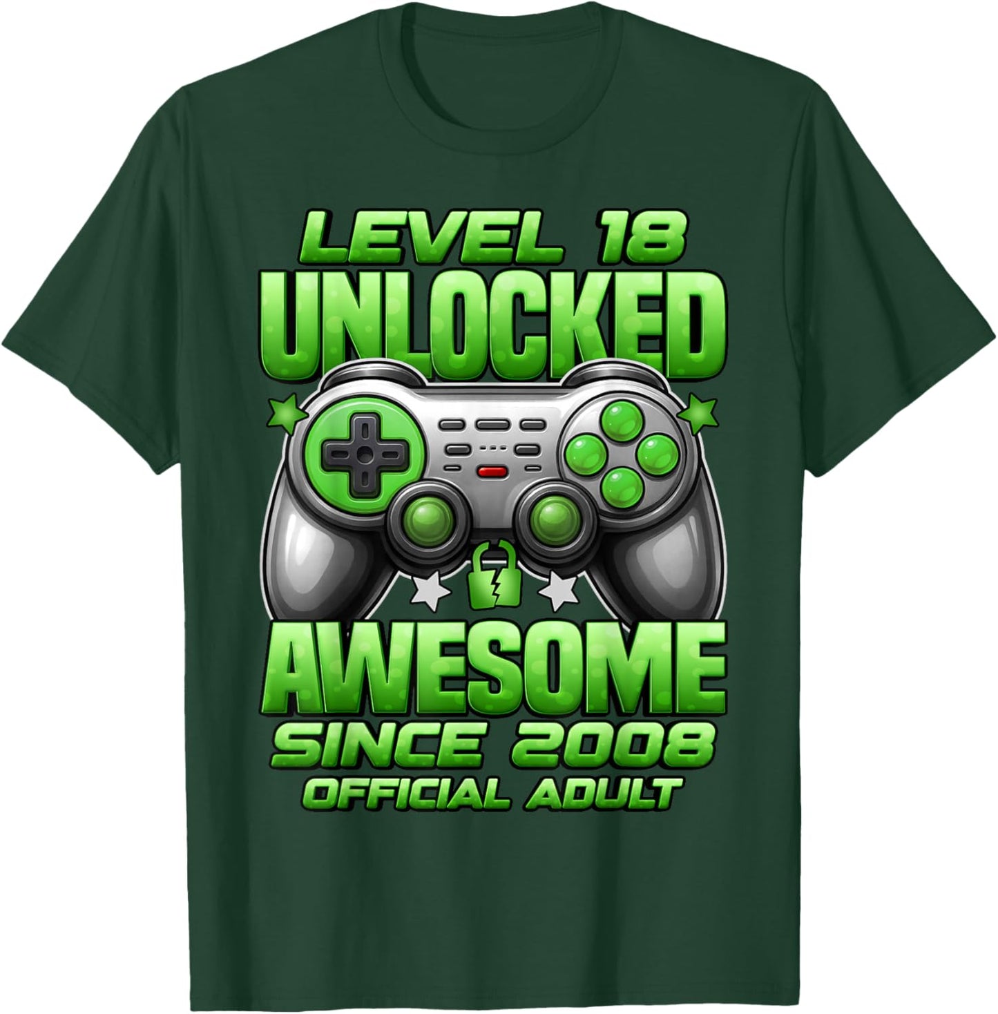 Official Adult Level 18 Unlocked Boys 18th Birthday Boy T-Shirt - T-Shirt | Forest