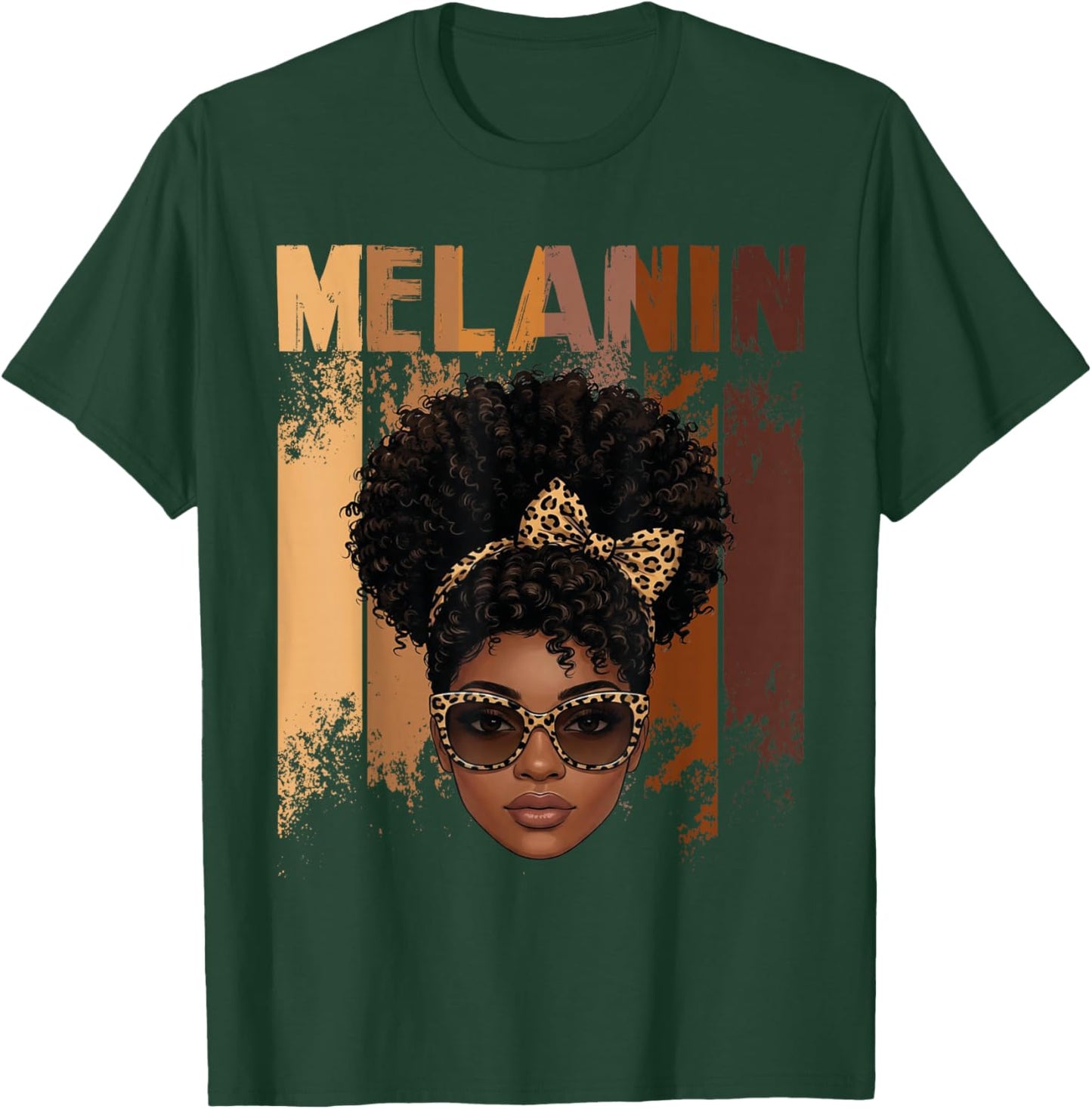 Afrocentric Pride Melanin Queen with Leopard Black History T-Shirt - T-Shirt | Forest