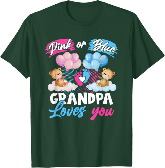 Bears Pink Or Blue Grandpa Loves You Gender Reveal T-Shirt - T-Shirt | Forest