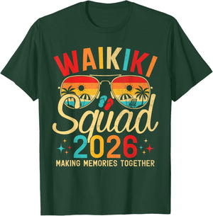 Waikiki Beach Hawaii Summer Vacation Family Trip 2026 Squad T-Shirt - T-Shirt | Forest