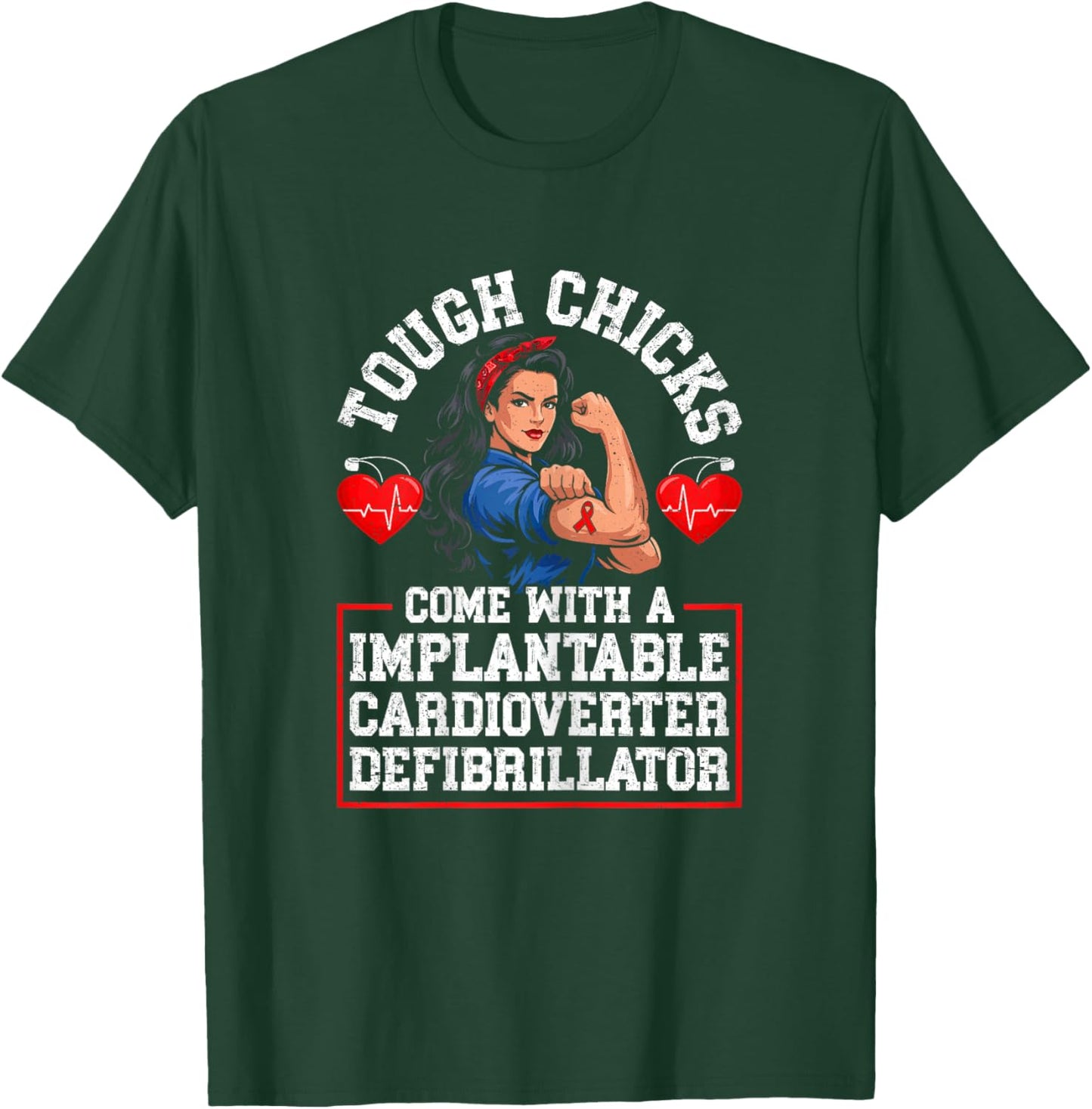 Heart Disease Warrior Implantable Cardioverter Defibrillator T-Shirt - T-Shirt | Forest