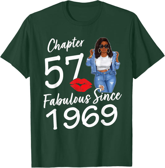 Chapter 57 Fabulous Since 1969 Black Women Birthday T-Shirt - T-Shirt | Forest