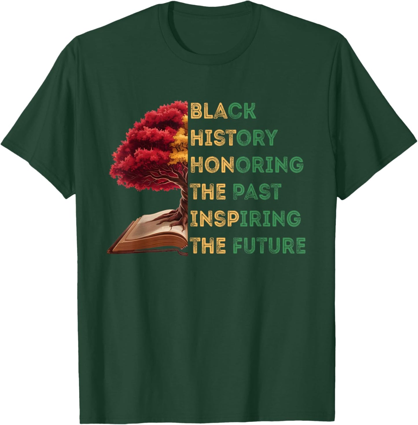 Honoring Past Inspiring Future Black History Month Tree Book T-Shirt - T-Shirt | Forest