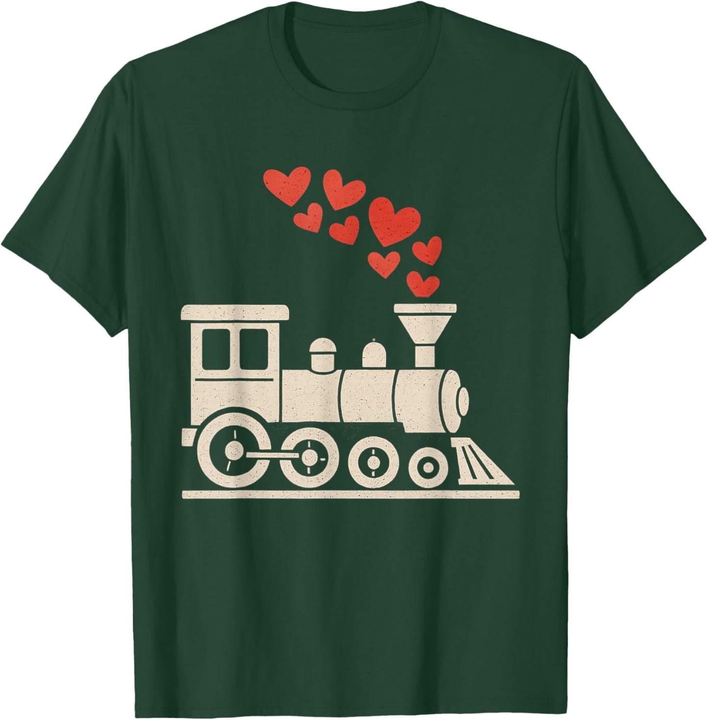 Kids Train Hearts Valentines Day Cute V Day Pajama Boys Kids T-Shirt - T-Shirt | Forest