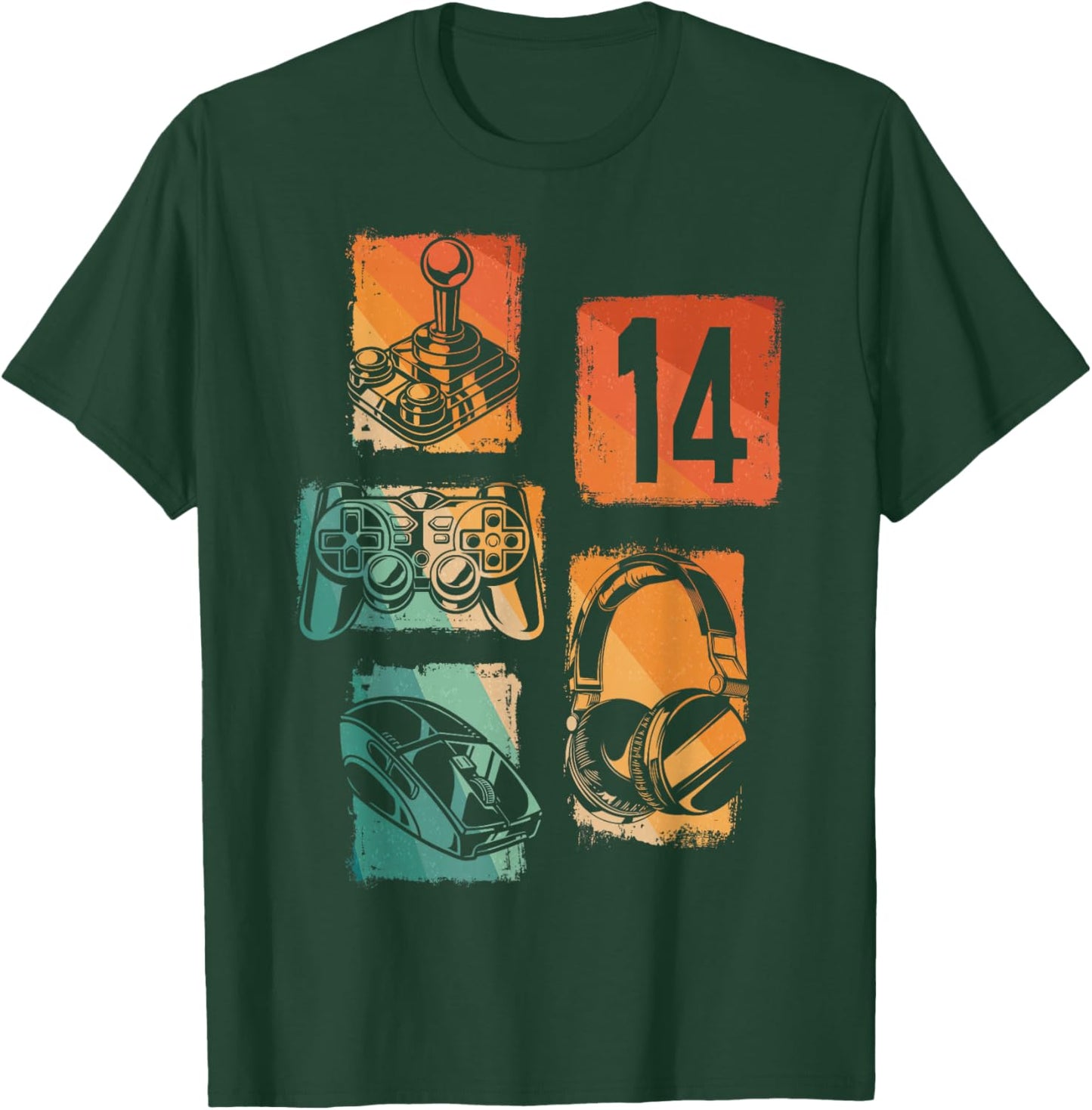 Level 14 Unlocked Gamer 14th Birthday Gaming Boys Girls T-Shirt - T-Shirt | Forest