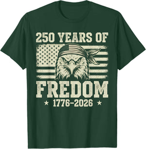 Flag Vintage 250 Years American 1776 2026 250th USA Birthday T-Shirt - T-Shirt | Forest
