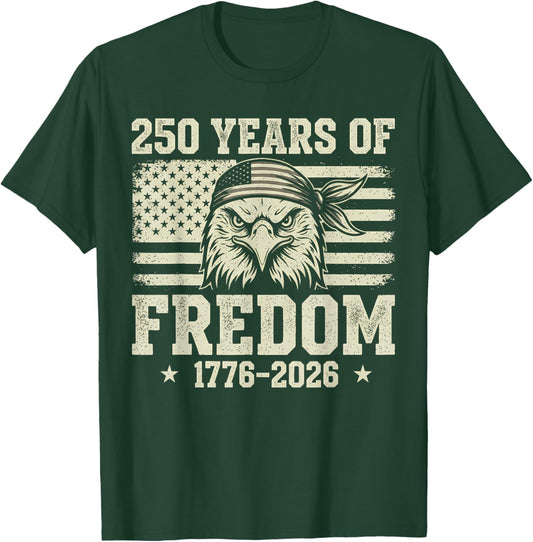 Flag Vintage 250 Years American 1776 2026 250th USA Birthday T-Shirt - T-Shirt | Forest