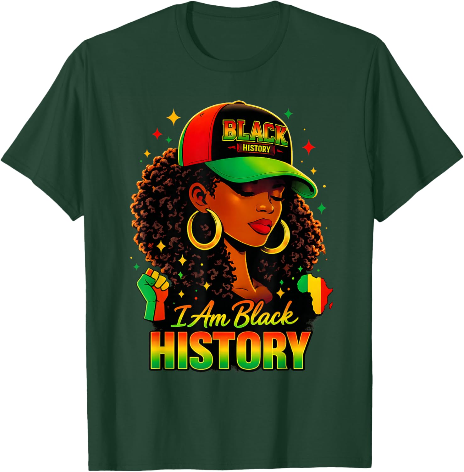I Am Black History Women Girl Black History Month Juneteenth T-Shirt - T-Shirt | Forest